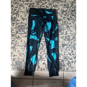 Lululemon Inspire Tight‎ II full on luxtreme black aqua leggings size 6